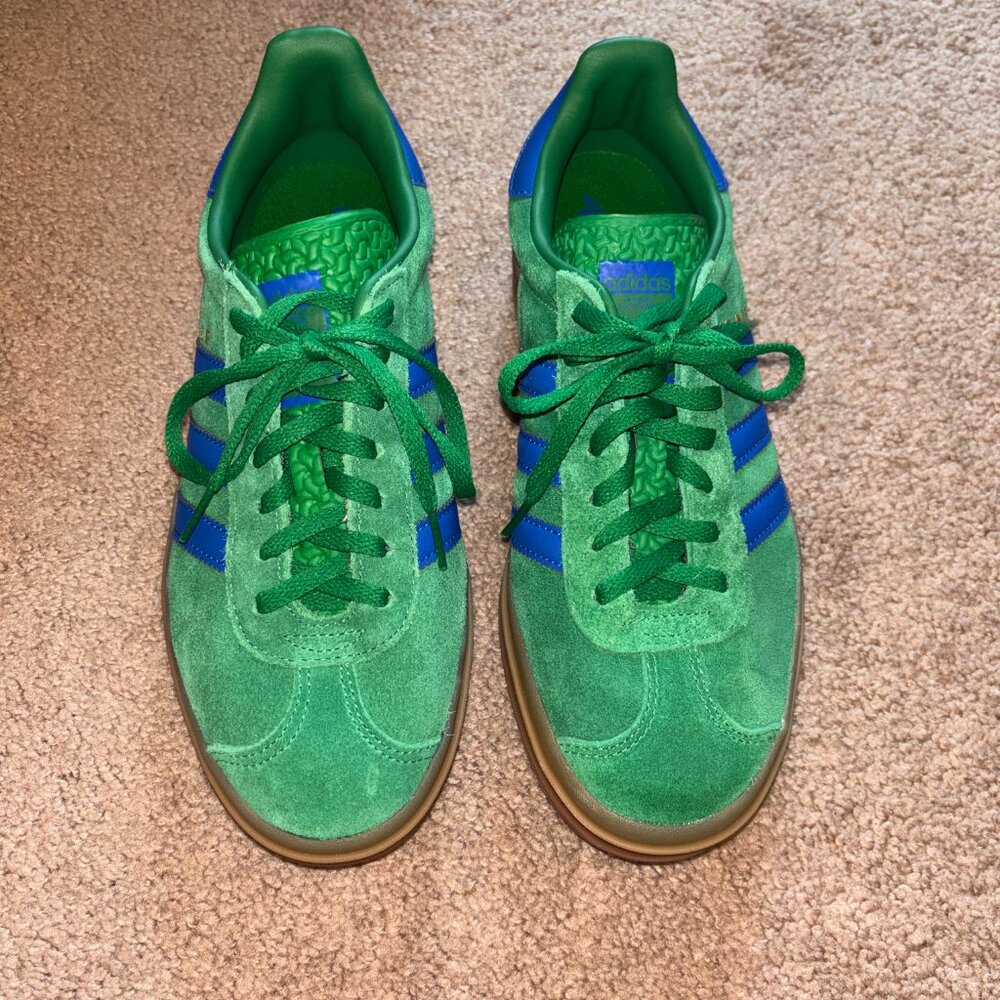 NWOT Adidas Gazelle Bold Suede Sneakers Kelly Green Royal Blue Size 9 Fits 10